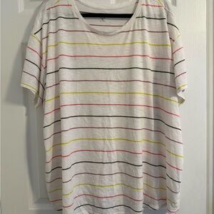 Old Navy White and Stripes Tee - 4X